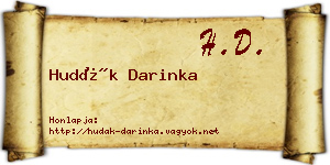 Hudák Darinka névjegykártya